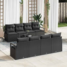 Loungeset poly rattan zwart 7-delig