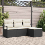 Tuinset poly rattan 4-delig zwart