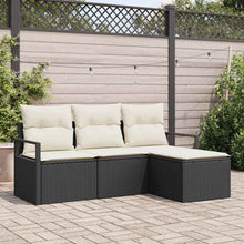 Bankstel met kussen 4 pcs Zwart poly rattan