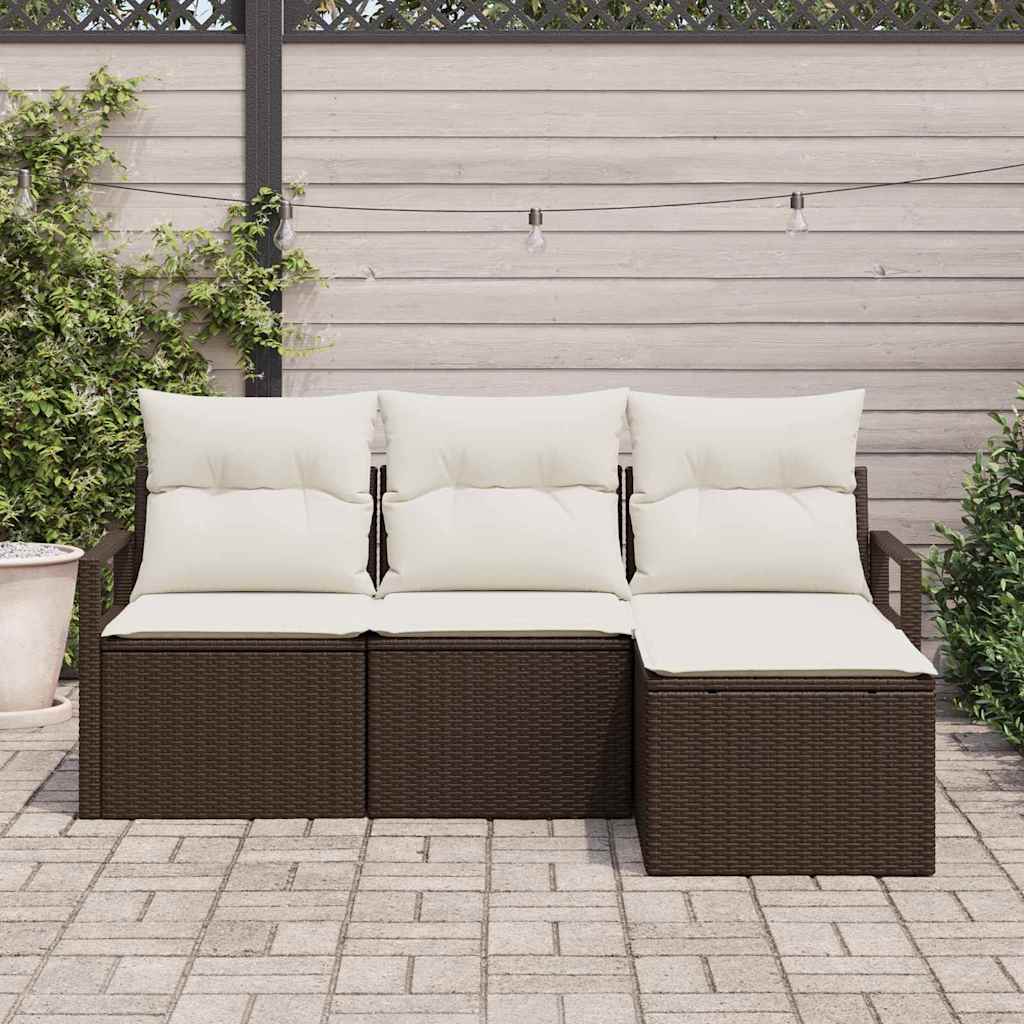 Bankstel 4 pcs Bruin poly rattan