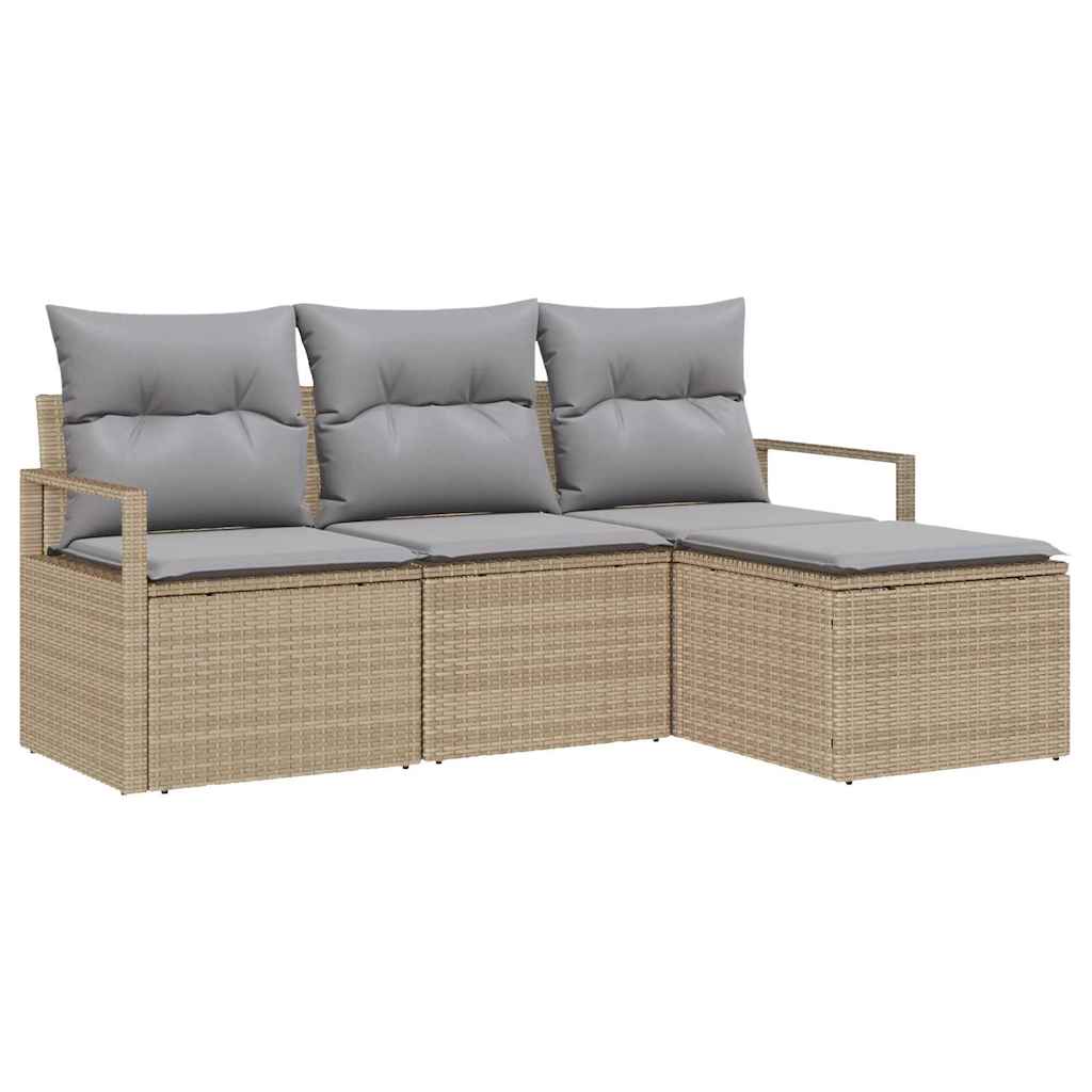 Bankstel 4 pcs Beige poly rattan