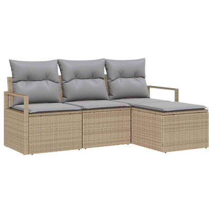 Bankstel 4 pcs Beige poly rattan