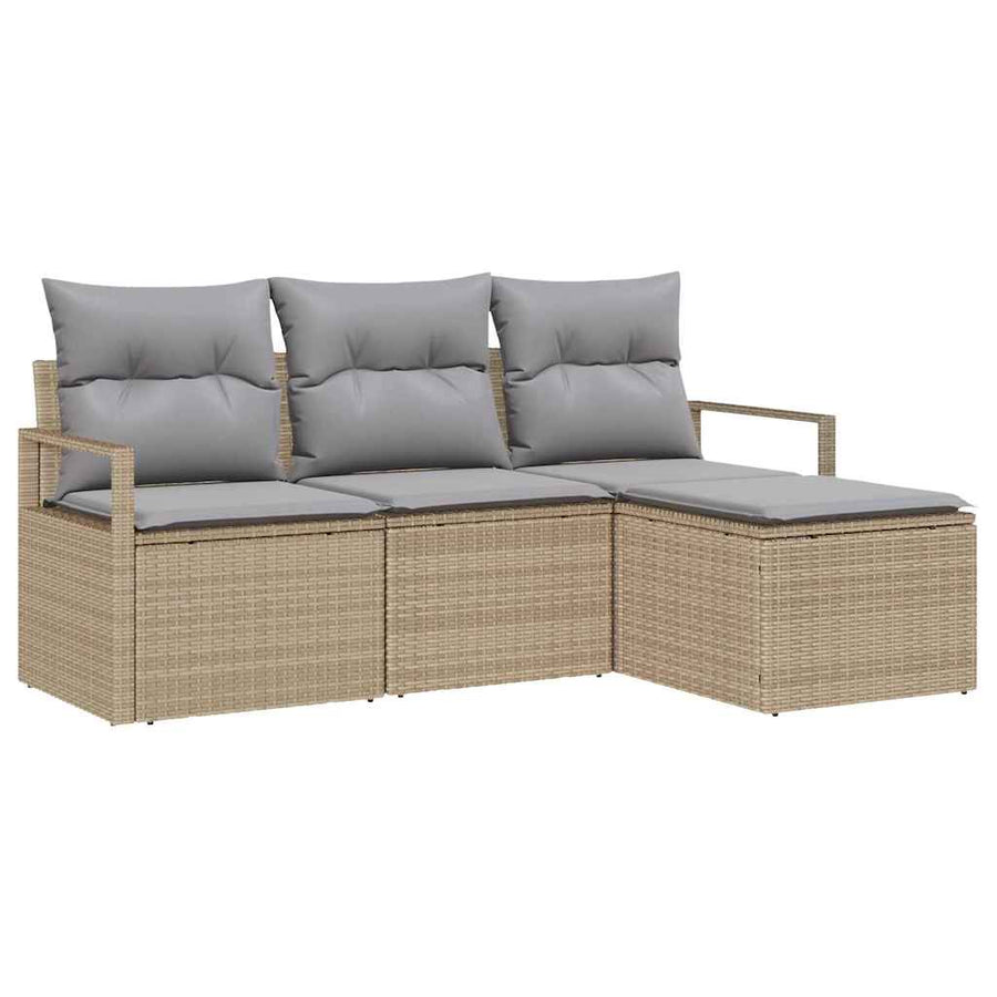 Bankstel 4 pcs Beige poly rattan