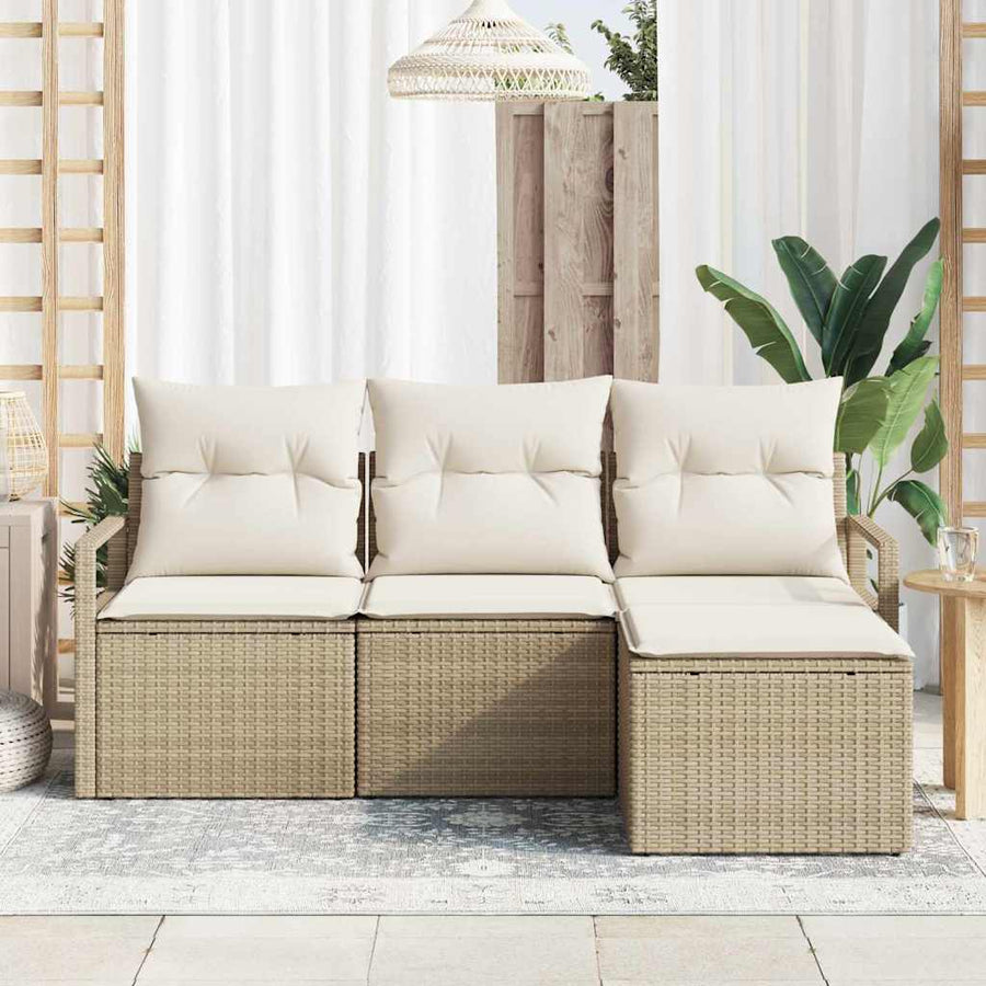 Bankstel 4 pcs Beige poly rattan