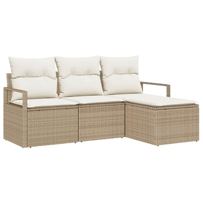 Bankstel 4 pcs Beige poly rattan