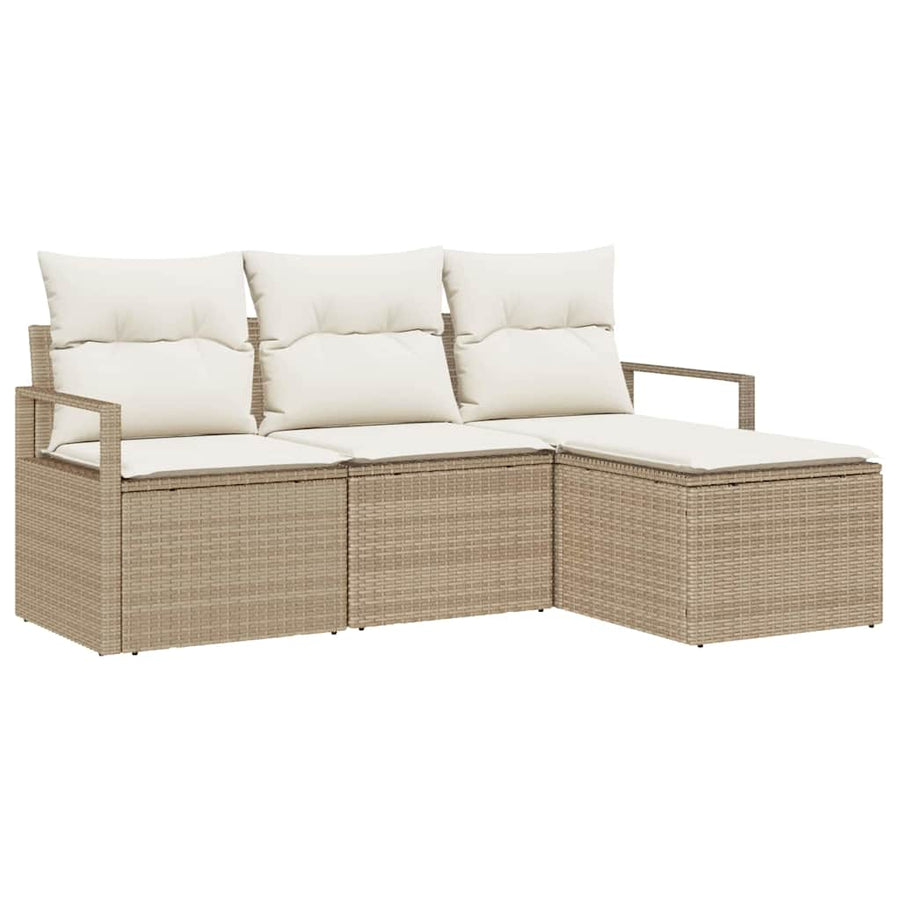Bankstel 4 pcs Beige poly rattan