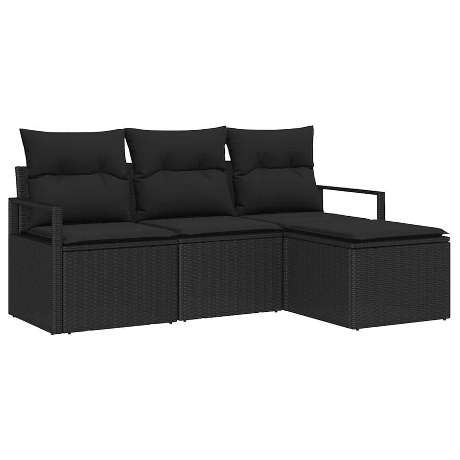 Bankstel 4 pcs Zwart poly rattan