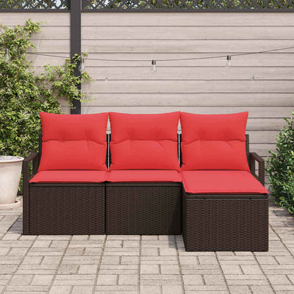 Bankstel 4 pcs Bruin poly rattan