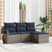 Bankstel 4-delig grijs poly rattan