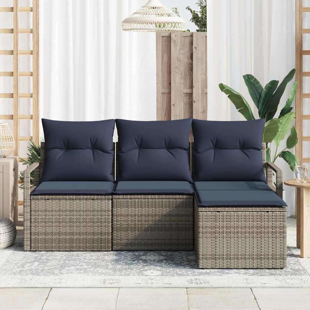 Bankstel 4 pcs Grijs poly rattan