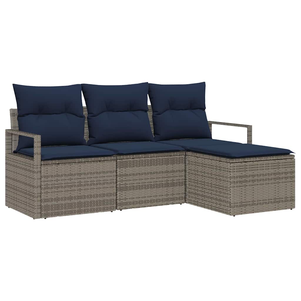 Bankstel 4 pcs Grijs poly rattan