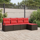 Sofa set with cushion 5 pcs Brown poly rattan