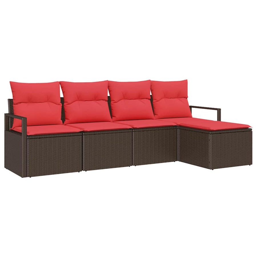 Bankstel met kussen 5 pcs Bruin poly rattan