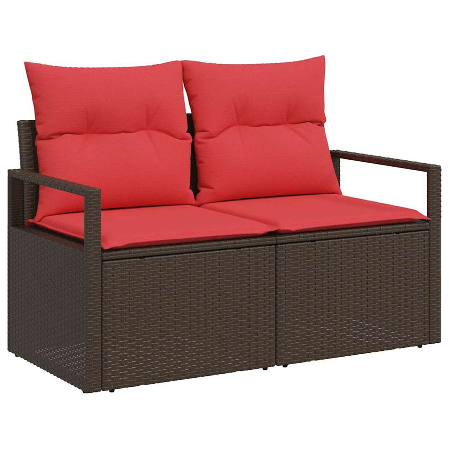Bankstel met kussen 5 pcs Bruin poly rattan