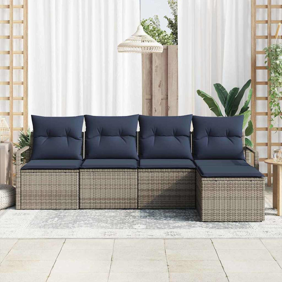 Bankstel 5 pcs Grijs poly rattan