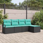 Tuinbankstel poly rattan 5-delig zwart