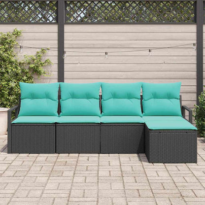 Bankstel 5 pcs Zwart poly rattan