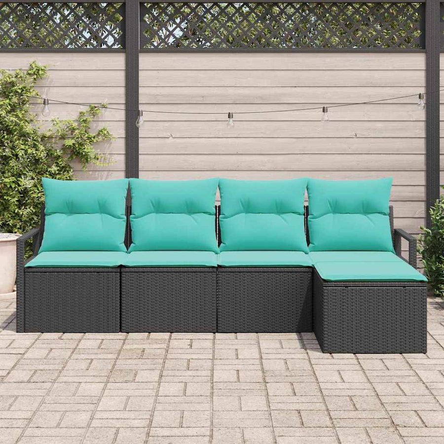 Bankstel 5 pcs Zwart poly rattan