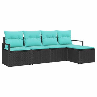 Bankstel 5 pcs Zwart poly rattan