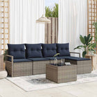 Sofa set with cushion 6 pcs Grey poly rattan