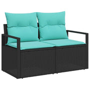 Bankstel 6-delig zwart poly rattan