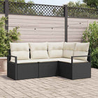 Bankstel 4-delig zwart poly rattan