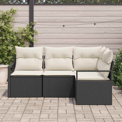 Bankstel 4 pcs Zwart poly rattan