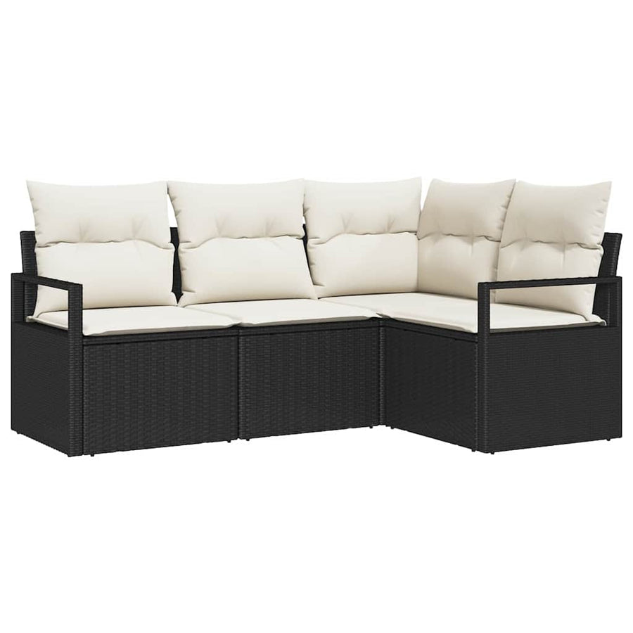 Bankstel 4 pcs Zwart poly rattan