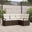 Bankstel 4-delig poly rattan bruin