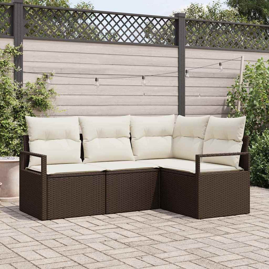 Bankstel 4 pcs Bruin poly rattan