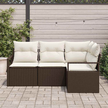 Bankstel 4 pcs Bruin poly rattan