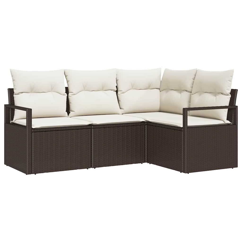 Bankstel 4 pcs Bruin poly rattan