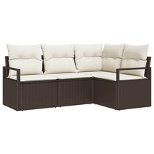Bankstel 4 pcs Bruin poly rattan