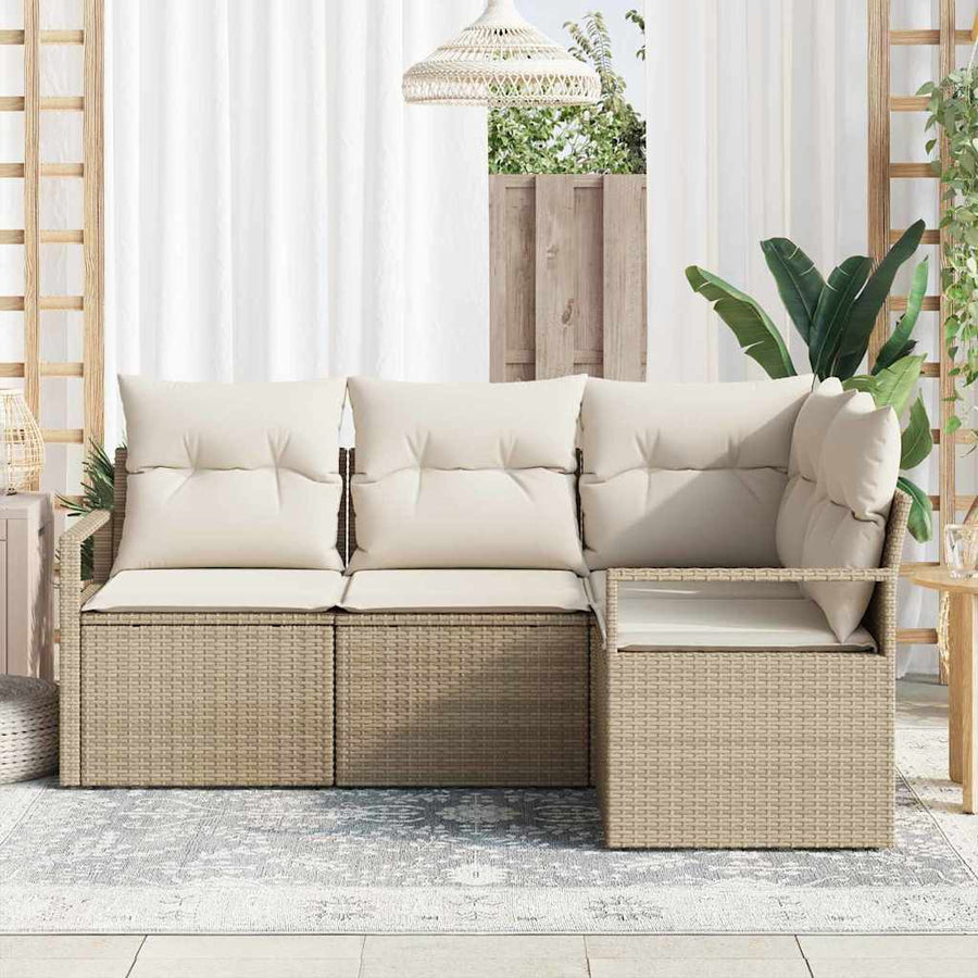 Bankstel 4 pcs Beige poly rattan
