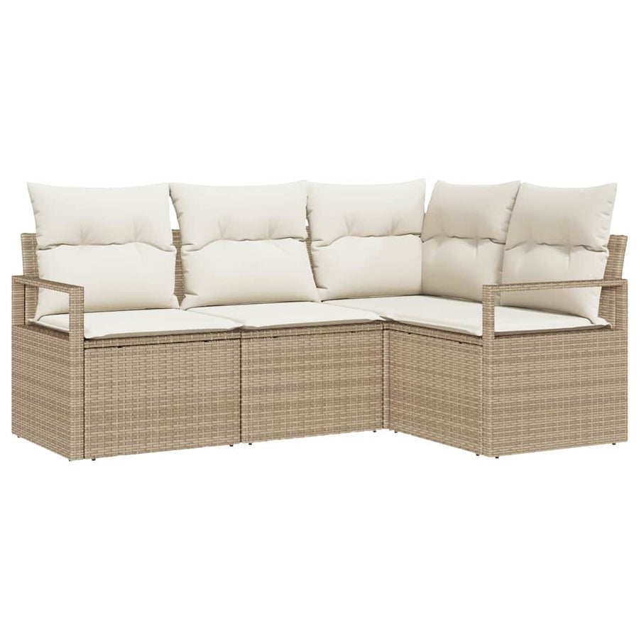 Bankstel 4 pcs Beige poly rattan