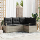 Bankstel 4-delig lichtgrijs polyrattan
