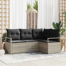 Bankstel 4 pcs Lichtgrijs poly rattan
