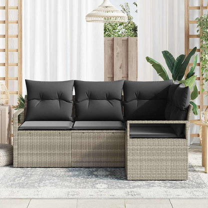Bankstel 4 pcs Lichtgrijs poly rattan