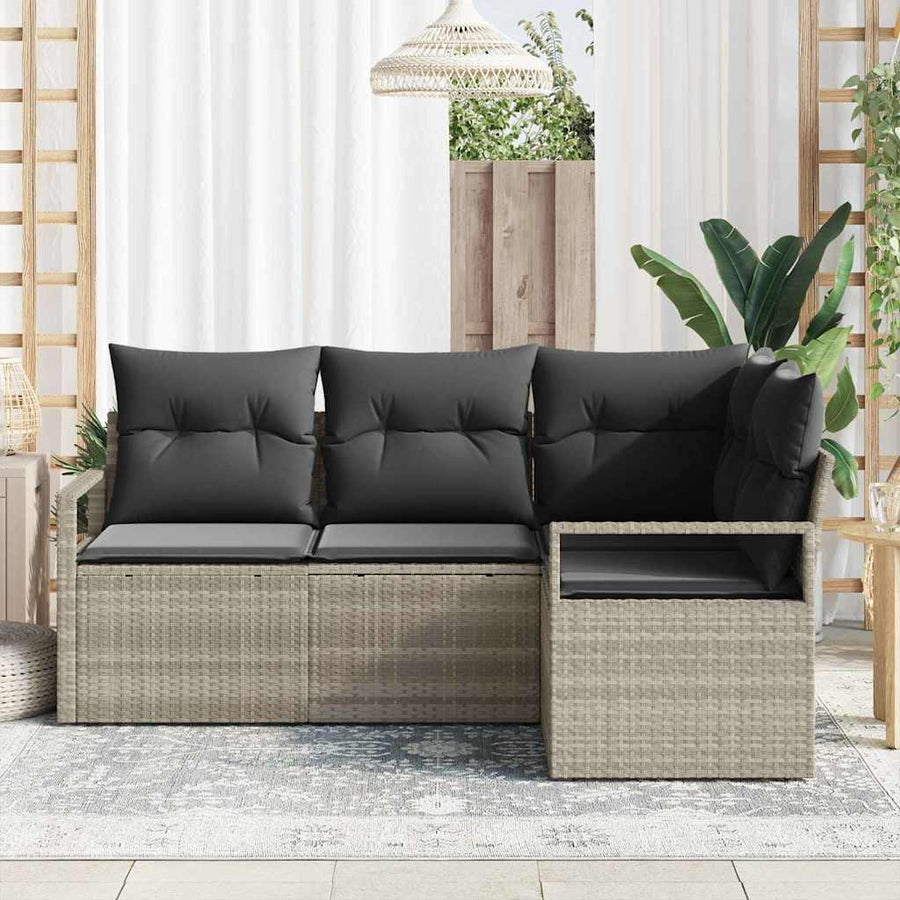 Bankstel 4 pcs Lichtgrijs poly rattan