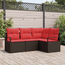 Bankstel 4 pcs Bruin poly rattan