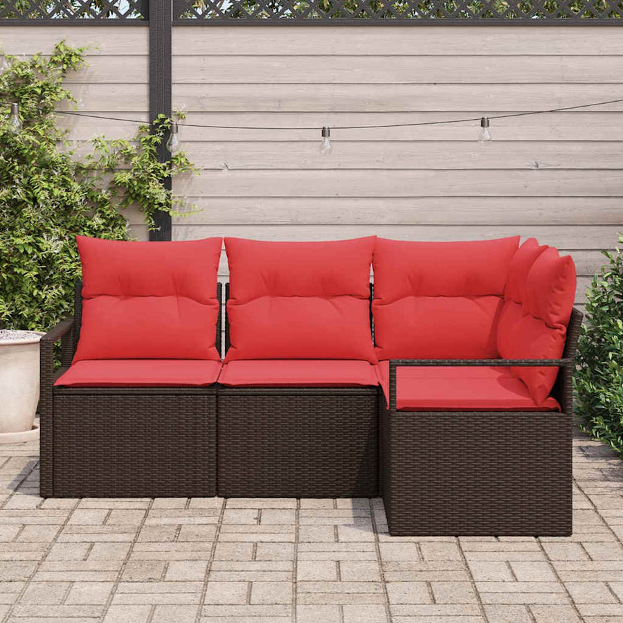 Bankstel 4 pcs Bruin poly rattan