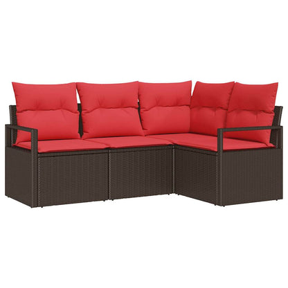 Bankstel 4 pcs Bruin poly rattan