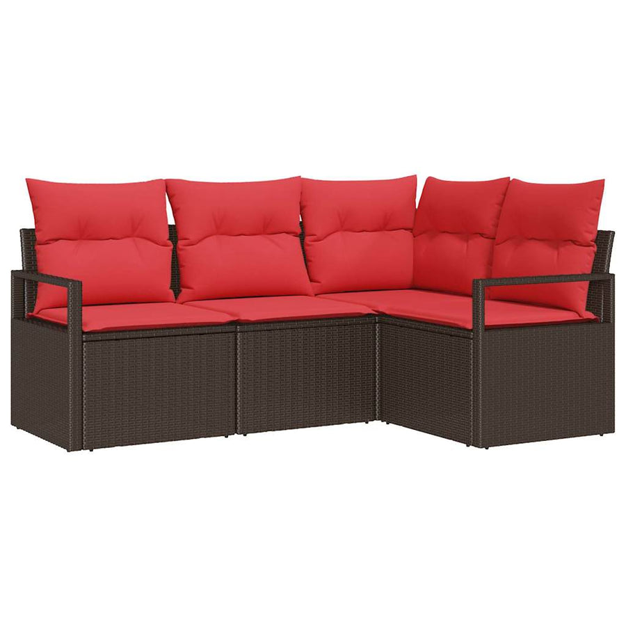 Bankstel 4 pcs Bruin poly rattan