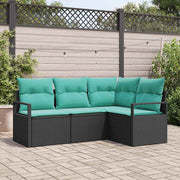 Bankstel 4-delig poly rattan zwart