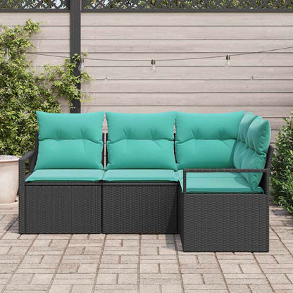 Bankstel 4 pcs Zwart poly rattan