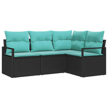 Bankstel 4 pcs Zwart poly rattan