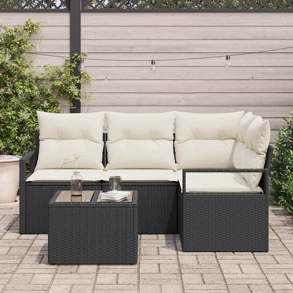 Bankstel 5 pcs Zwart poly rattan