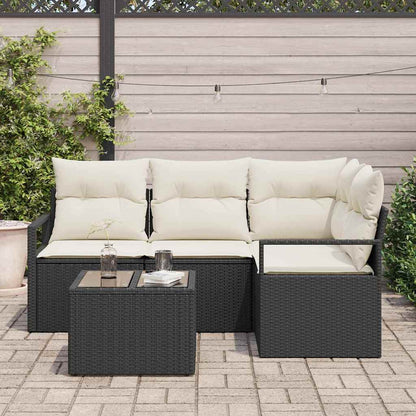 Bankstel 5 pcs Zwart poly rattan