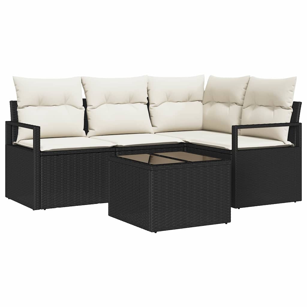 Bankstel 5 pcs Zwart poly rattan