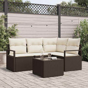 Bankstel 5-delig bruin poly rattan